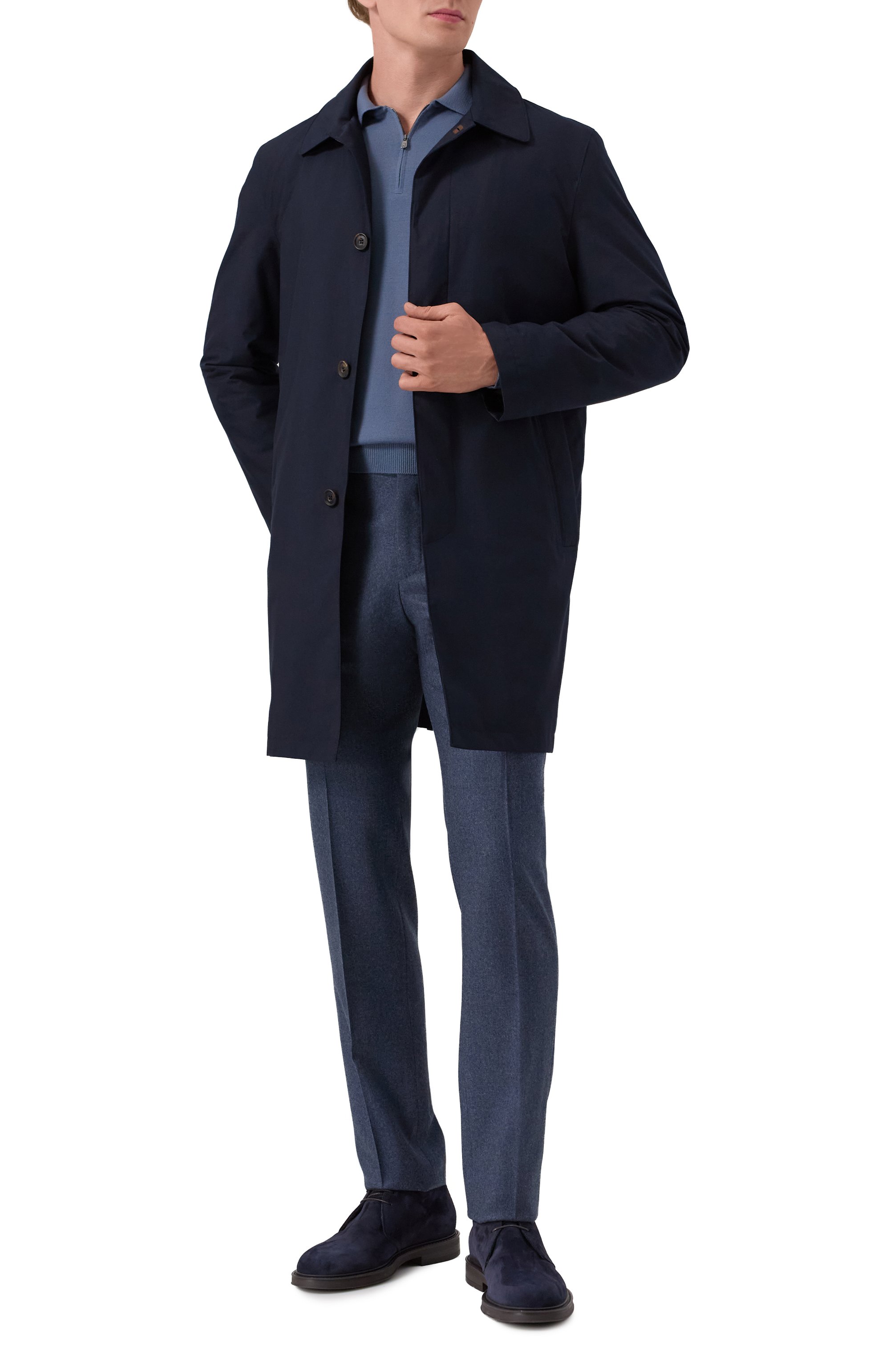 Плащ CORNELIANI темно-синего цвета по цене 118000 руб., арт. 2635M6-2620155, фото 2 Плащ CORNELIANI, арт. 2635M6-2620155, фото 2