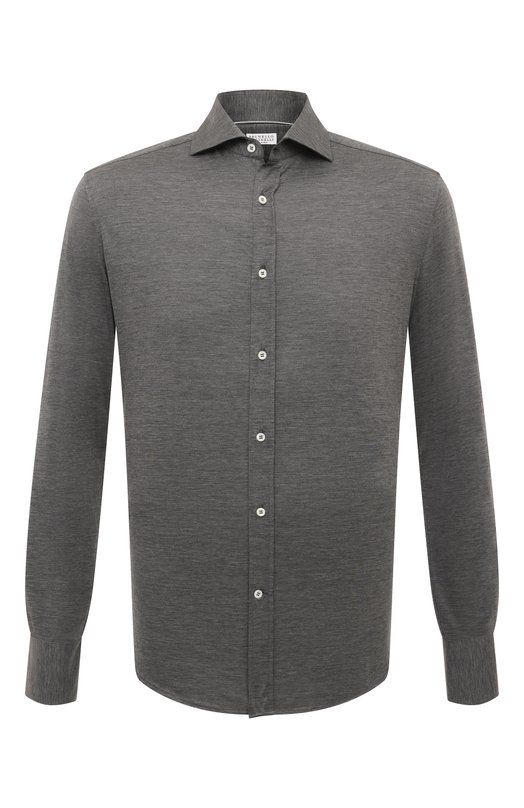 Рубашка из шелка и хлопка Brunello Cucinelli MD8216686 Серый MD8216686