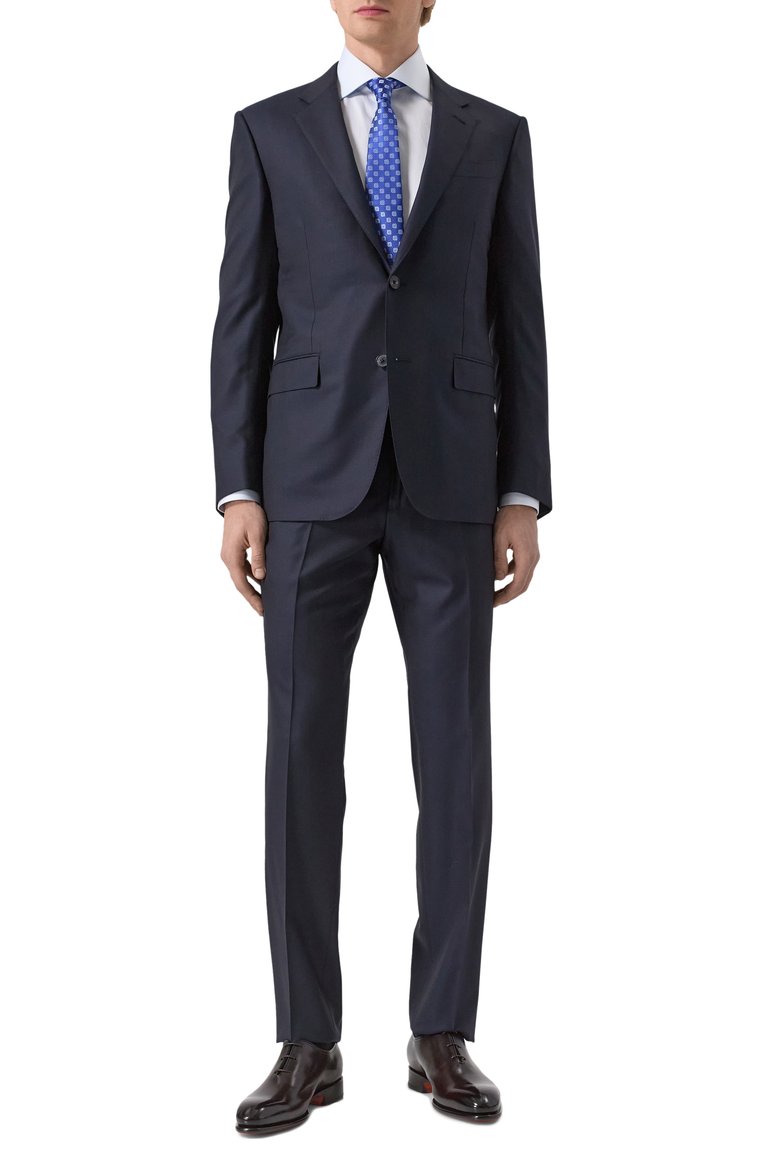 Мужской шерстяной костюм ZEGNA темно-синего цвета, арт. 221225/C22571 | Фото 1 (Материал внешний: Шерсть; Рукава: Длинные; Драгоценные камни: Проставлено; Материал сплава: Проставлено; Стили: Классический; Костюмы М: Однобортный)