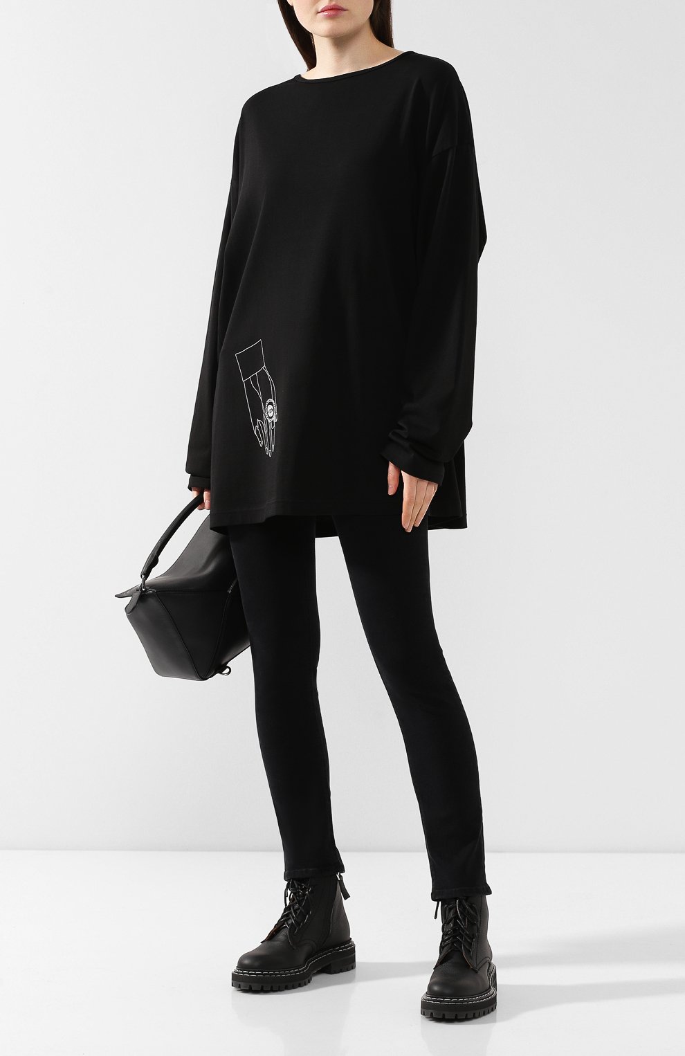 Хлопковый пуловер YOHJI YAMAMOTO черного цвета по цене 26600 руб., арт. YJ-T23-678, фото 2 Хлопковый пуловер YOHJI YAMAMOTO, арт. YJ-T23-678, фото 2