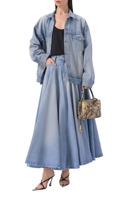 Джинсовая юбка Godet Balenciaga 856906/TTWB1 Голубой  856906/TTWB1 Фото 2