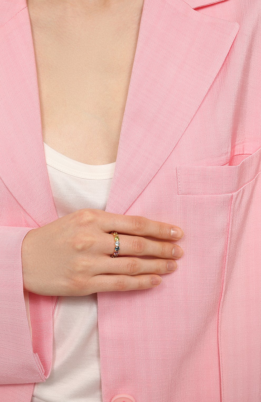 Кольцо-радуга из камней SECRETS JEWELRY разноцветного цвета по цене 32800 руб., арт. КРКРП00625, фото 2 Кольцо-радуга из камней SECRETS JEWELRY, арт. КРКРП00625, фото 2