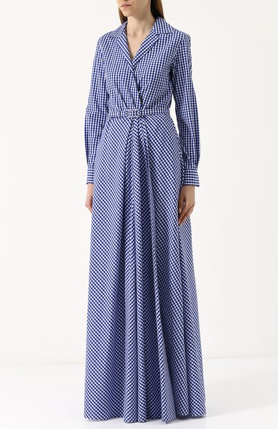 Хлопковое платье-рубашка в клетку с поясом RALPH LAUREN, арт. 290707886, фото 3