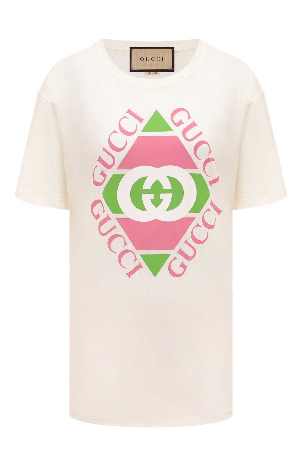 Хлопковая футболка GUCCI белого цвета по цене 54500 руб., арт. 717422/XJEWF, фото 1 Хлопковая футболка GUCCI, арт. 717422/XJEWF, фото 1