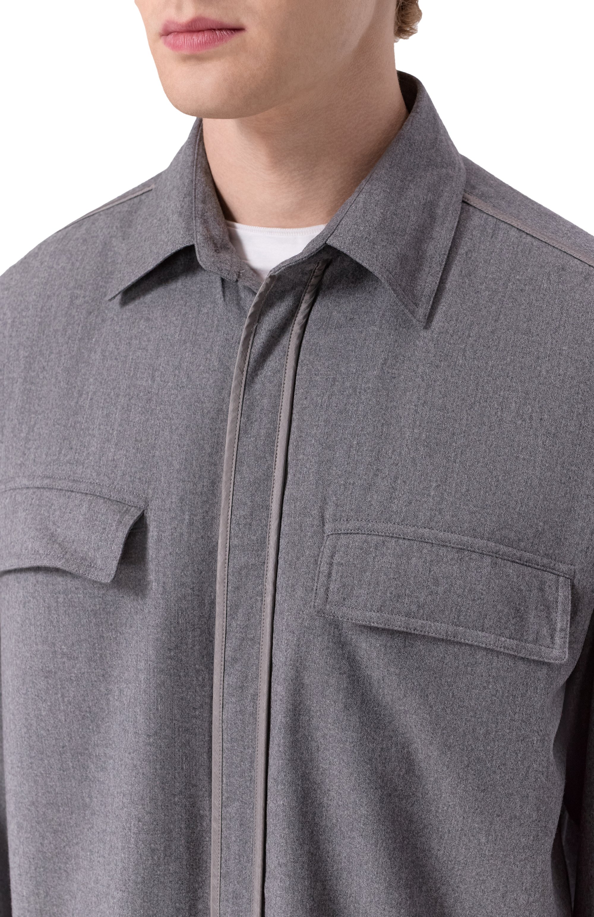 Рубашка из шерсти и шелка ZILLI, арт. SP0H01M024591001A, фото 5