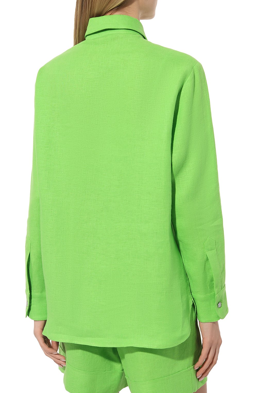 Льняная рубашка ALINE зеленого цвета по цене 22500 руб., арт. AL070701, фото 4 Льняная рубашка ALINE, арт. AL070701, фото 4