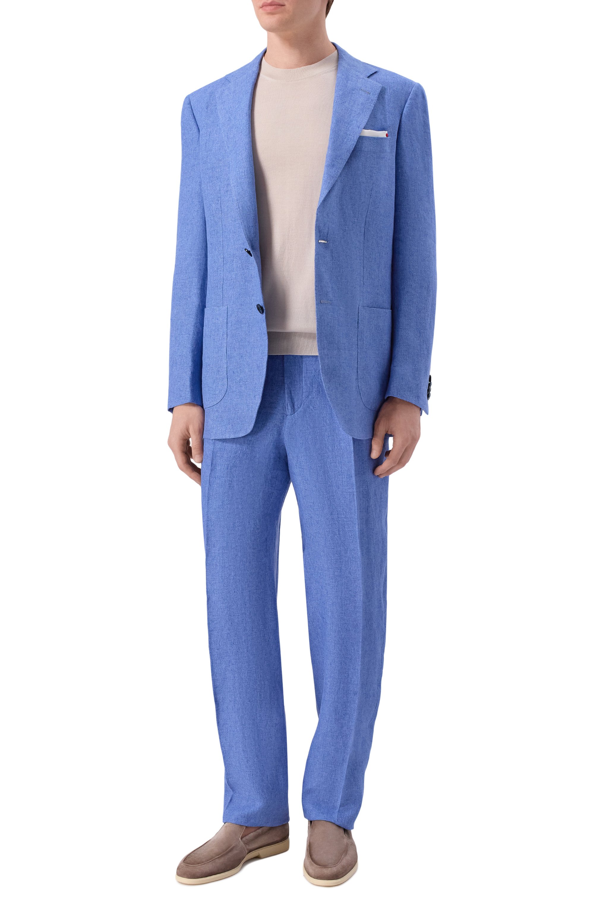 Льняной костюм KITON голубого цвета по цене 995000 руб., арт. UA81K0644G, фото 1 Льняной костюм KITON, арт. UA81K0644G, фото 1