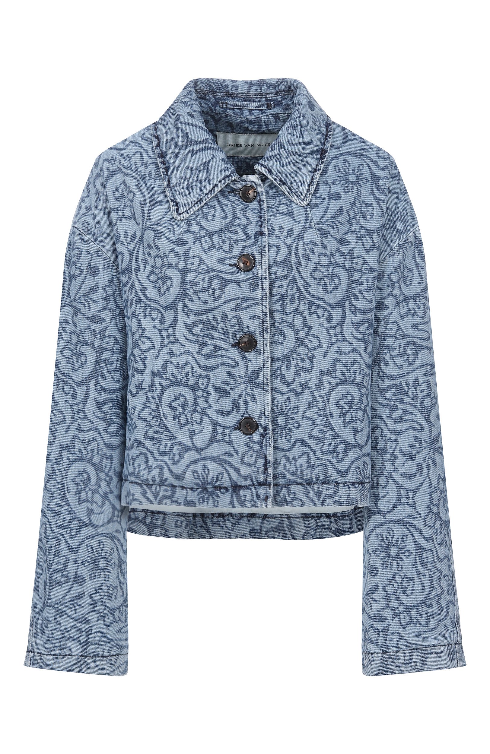Джинсовая куртка DRIES VAN NOTEN голубого цвета по цене 92300 руб., арт. 130504/4407, фото 1 Джинсовая куртка DRIES VAN NOTEN, арт. 130504/4407, фото 1