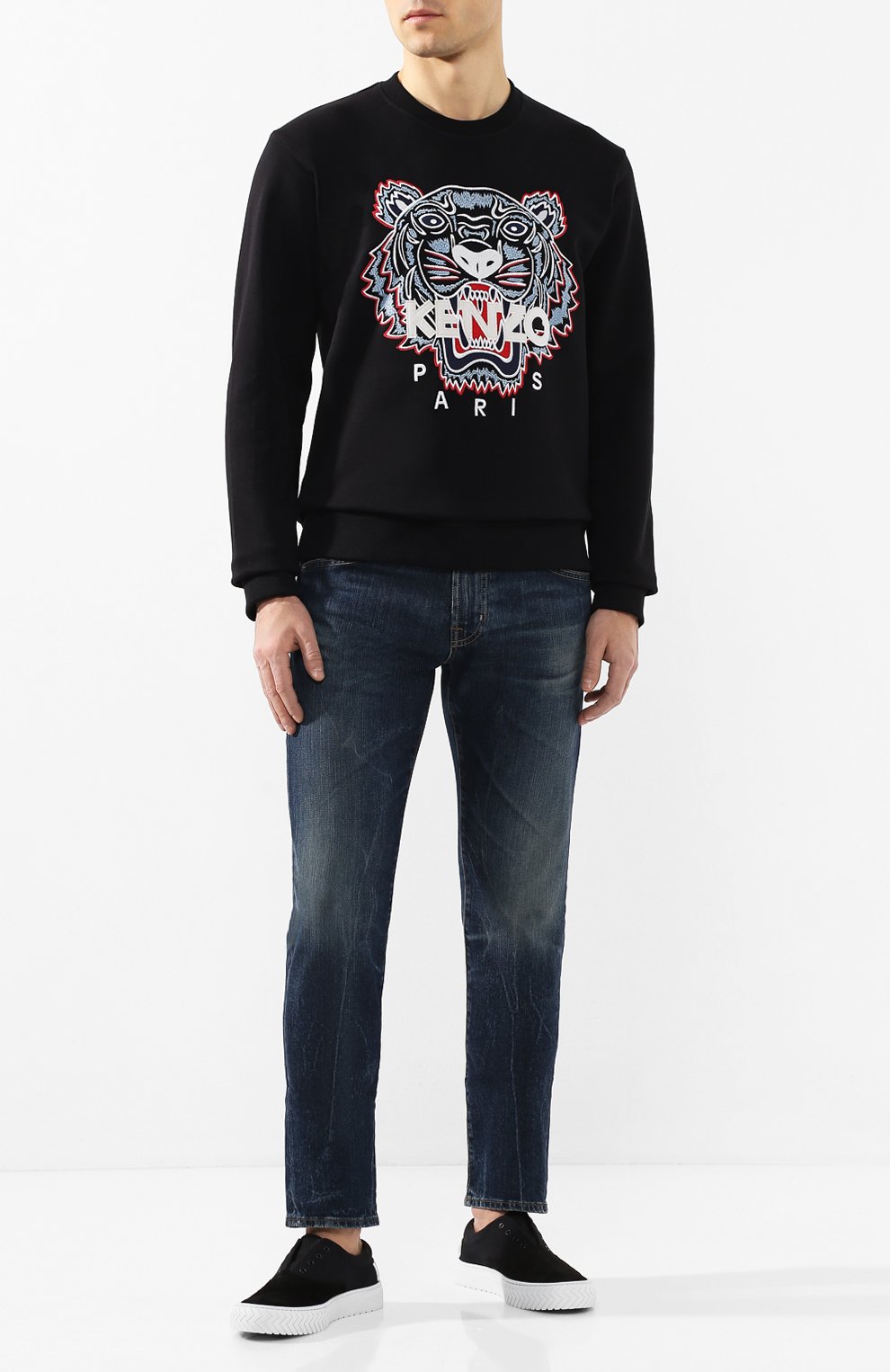 Кожаные кеды KENZO черного цвета по цене 29950 руб., арт. F965SN260L61, фото 2 Кожаные кеды KENZO, арт. F965SN260L61, фото 2