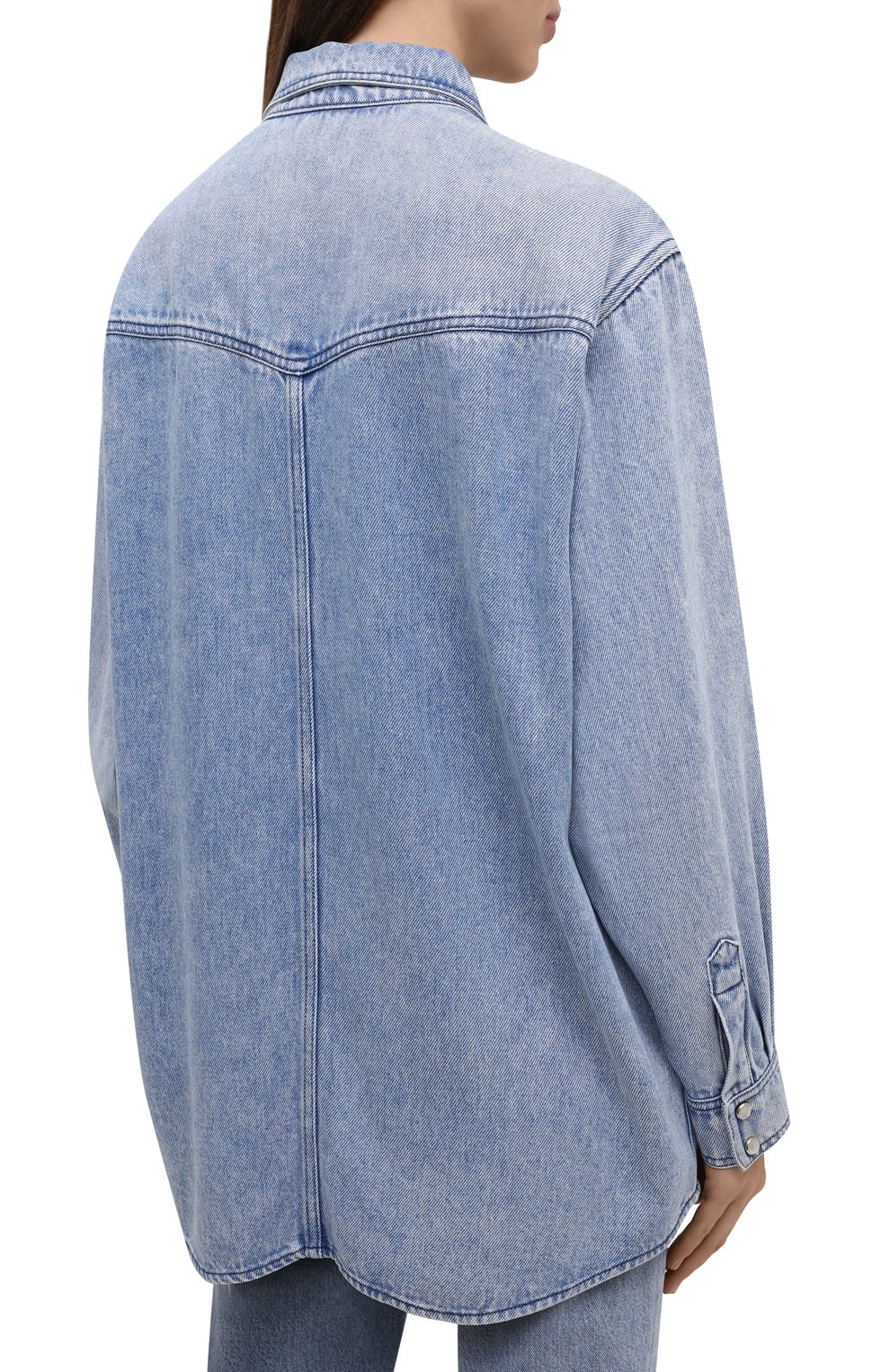 Джинсовая рубашка ISABEL MARANT ETOILE голубого цвета по цене 41200 руб., арт. CH0801-22P021E/TANIAMI, фото 4 Джинсовая рубашка ISABEL MARANT ETOILE, арт. CH0801-22P021E/TANIAMI, фото 4