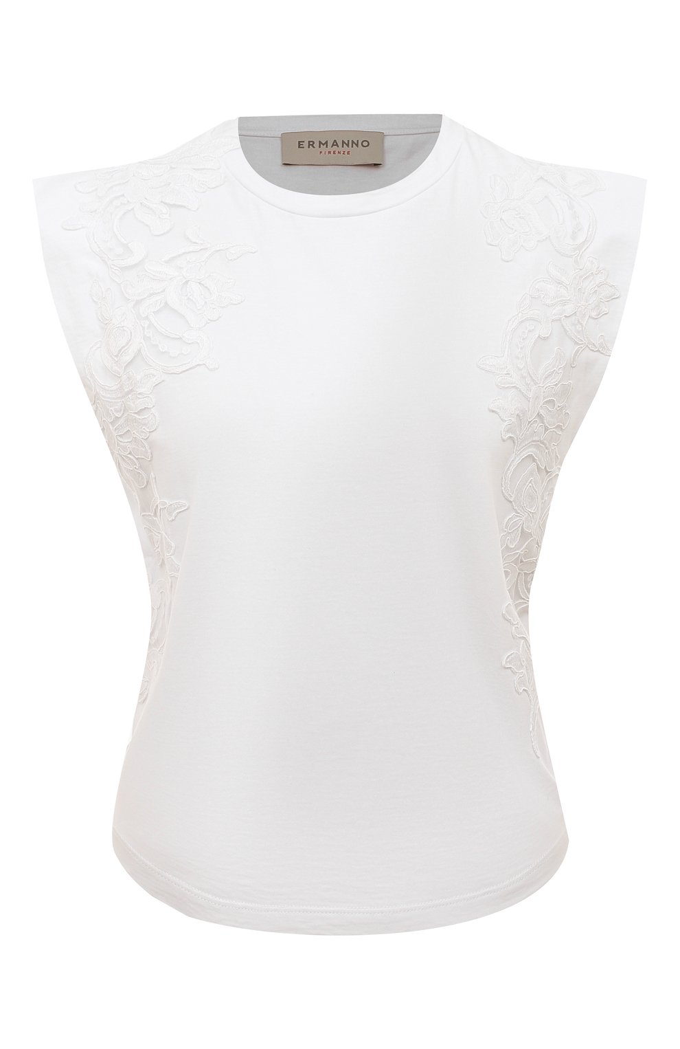 Хлопковая футболка ERMANNO FIRENZE белого цвета по цене 25050 руб., арт. D42EL033, фото 1 Хлопковая футболка ERMANNO FIRENZE, арт. D42EL033, фото 1