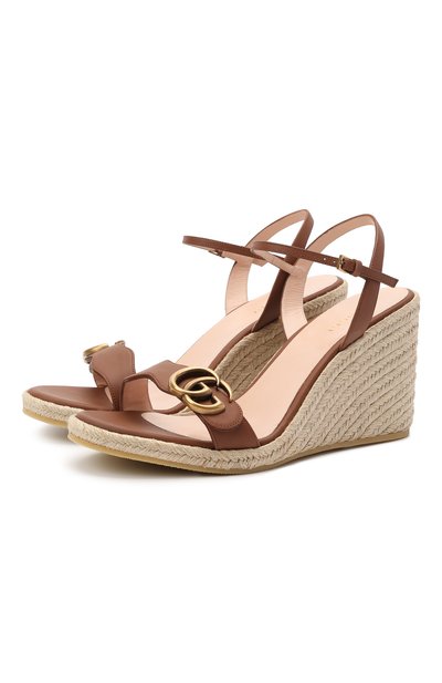 Кожаные босоножки GUCCI коричневого цвета по цене 62850 руб., арт. 646311/A3N00, фото 1 Кожаные босоножки GUCCI, арт. 646311/A3N00, фото 1