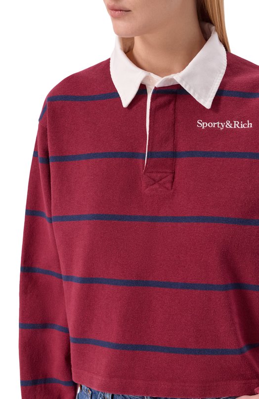Хлопковое поло Sporty and Rich ST00862300RE40 Бордовый  ST00862300RE40 Фото 5