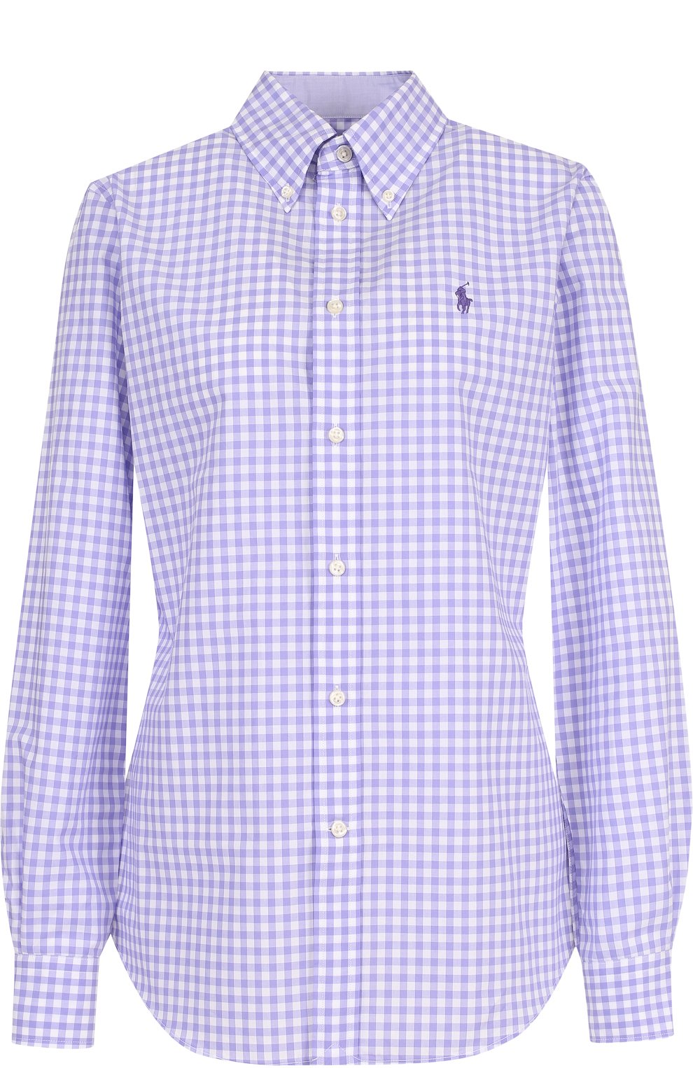 Приталенная хлопковая блуза в клетку POLO RALPH LAUREN, арт. 211684075, фото 1
