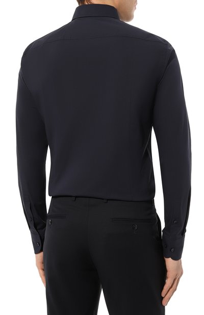 Хлопковая сорочка BOSS темно-синего цвета по цене 13450 руб., арт. 50469345, фото 4 Хлопковая сорочка BOSS, арт. 50469345, фото 4