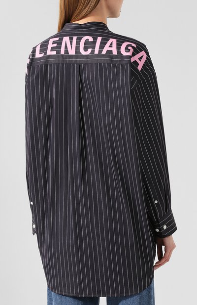 Хлопковая рубашка BALENCIAGA черно-белого цвета по цене 67300 руб., арт. 520497/TGM04, фото 4 Хлопковая рубашка BALENCIAGA, арт. 520497/TGM04, фото 4