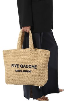 Женский сумка-тоут rive gauche SAINT LAURENT бежевого цвета, арт. 688864/GAAA1 | Фото 2 (Сумки-технические: Сумки-шопперы; Материал сплава: Проставлено; Материал: Растительное волокно; Драгоценн�ые камни: Проставлено; Размер: large)