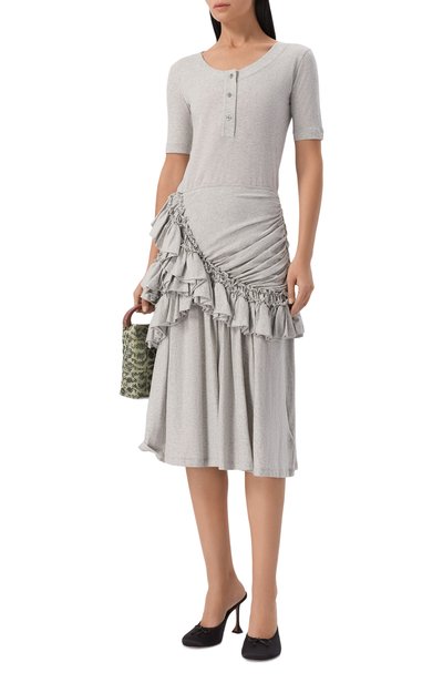 Хлопковая футболка DRIES VAN NOTEN серого цвета по цене 46350 руб., арт. 131111/4607, фото 2 Хлопковая футболка DRIES VAN NOTEN, арт. 131111/4607, фото 2