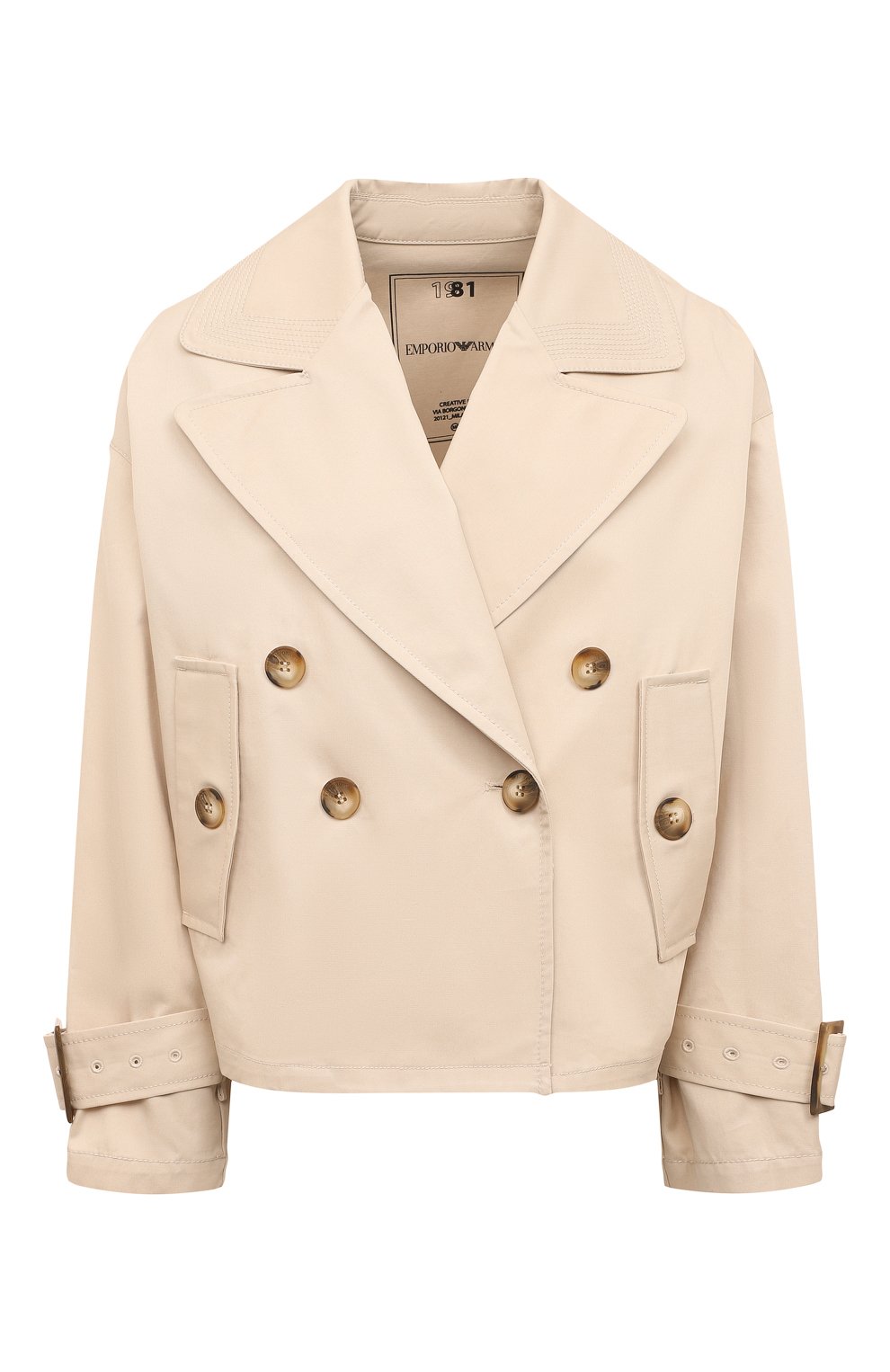 Хлопковый тренч EMPORIO ARMANI кремового цвета по цене 74550 руб., арт. 3R2B85/2NN0Z, фото 1 Хлопковый тренч EMPORIO ARMANI, арт. 3R2B85/2NN0Z, фото 1