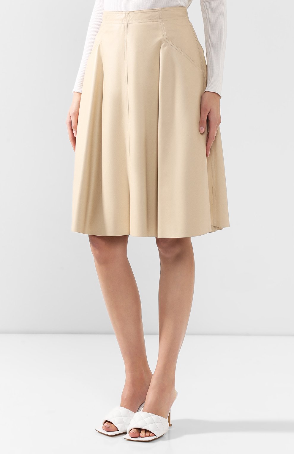 Кожаная юбка DROME бежевого цвета по цене 63600 руб., арт. DPD1878P/D400P, фото 3 Кожаная юбка DROME, арт. DPD1878P/D400P, фото 3