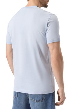 Мужская хлопковая футболка DOLCE & GABBANA светло-голубого цвета, арт. G8JX7T/FU7EQ | Фото 4 (Материал с�плава: Проставлено; Драгоценные камни: Проставлено; Рукава: Короткие; Длина (для топов): Стандартные; Стили: Кэжуэл; Принт: Без принта; Материал внешний: Хлопок; Мужское Кросс-КТ: Футболка-одежда; Кросс-КТ: Джерси)