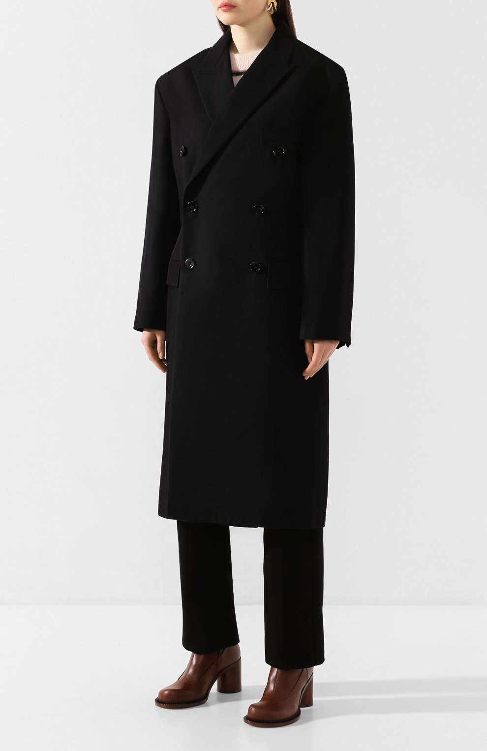 Пальто из смеси льна и шерсти ACNE STUDIOS черного цвета по цене 68400 руб., арт. A90230, фото 3 Пальто из смеси льна и шерсти ACNE STUDIOS, арт. A90230, фото 3