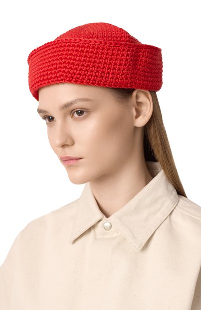 Хлопковая шапка A.T.T. красного цвета по цене 8980 руб., арт. Т2035/71, фото 2 Хлопковая шапка A.T.T., арт. Т2035/71, фото 2