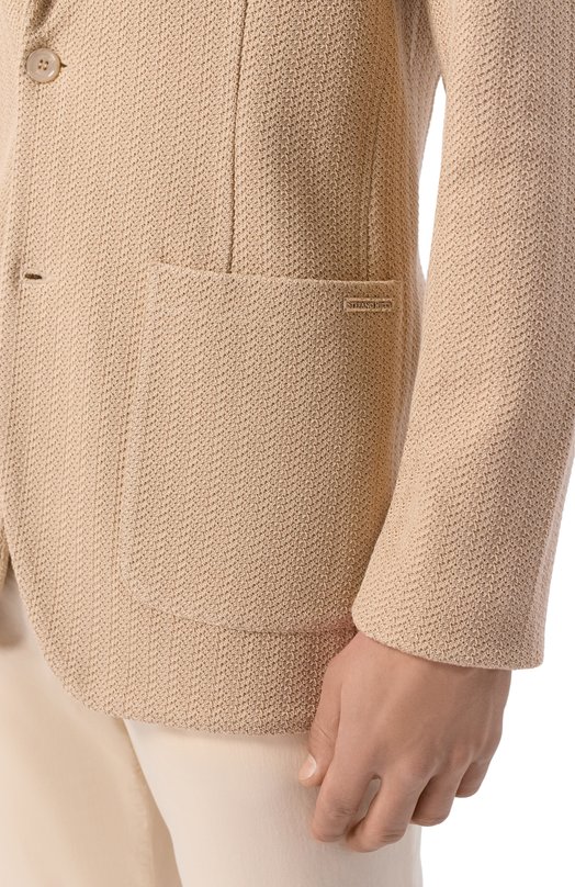 Пиджак из шелка и хлопка Stefano Ricci K616442J02/F26111_003 Бежевый  K616442J02/F26111_003 Фото 5