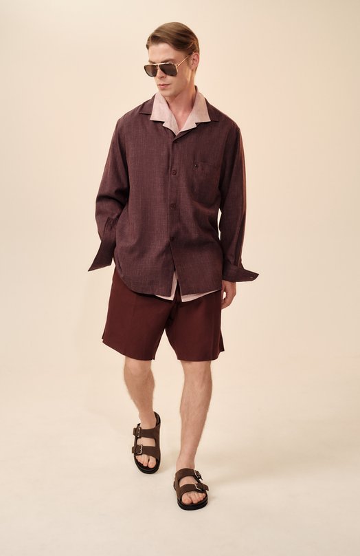 Льняная рубашка Brunello Cucinelli MM6840615 Розовый  MM6840615 Фото 6