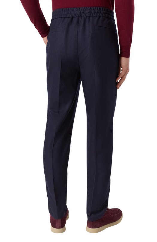 Шерстяные брюки Brunello Cucinelli M038PE1740 Синий  M038PE1740 Фото 4