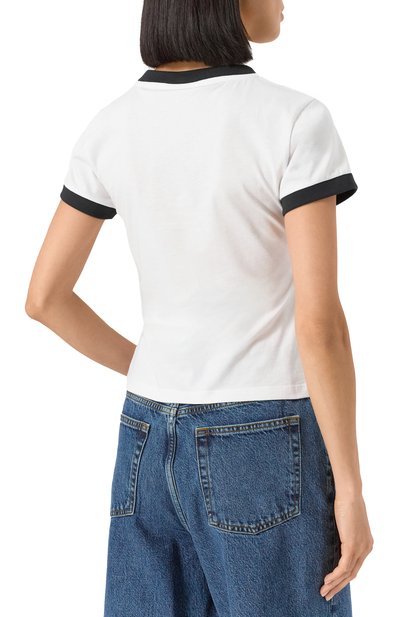 Хлопковая футболка GANNI белого цвета по цене 16050 руб., арт. T4061, фото 4 Хлопковая футболка GANNI, арт. T4061, фото 4