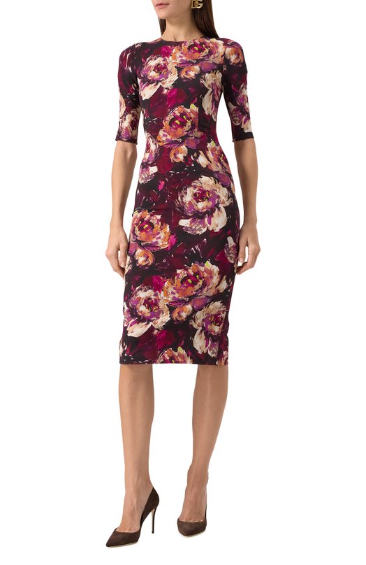 Платье из вискозы Dolce & Gabbana F6EAJT/FSIBD Бордовый  F6EAJT/FSIBD Фото 3