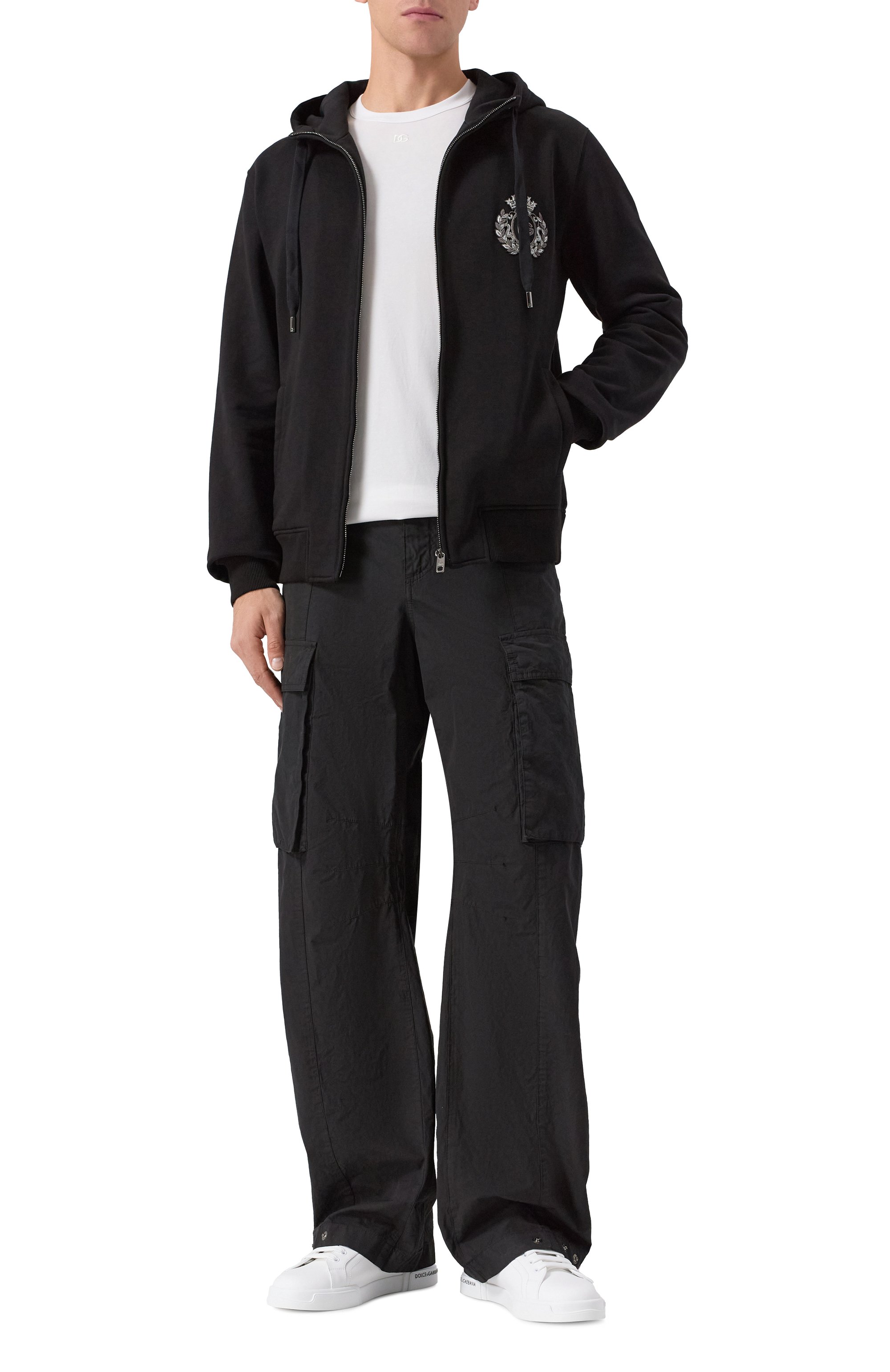 Хлопковая толстовка DOLCE & GABBANA черного цвета по цене 125500 руб., арт. G9BGDZ/G7PJ7, фото 2 Хлопковая толстовка DOLCE & GABBANA, арт. G9BGDZ/G7PJ7, фото 2