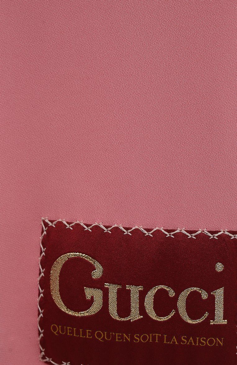 Женские брюки из вискозы GUCCI розового цвета, арт. 622206/ZKR01 | Фото 5 (Длина (брюки, джинсы): Стандартные; Материал внешний: Вискоза; Стили: Романтичный; Женское Кросс-КТ: Брюки-одежда; Силуэт Ж (брюки и джинсы): Расклешенные; Региональные ограничения белый список (Axapta Mercury): RU)