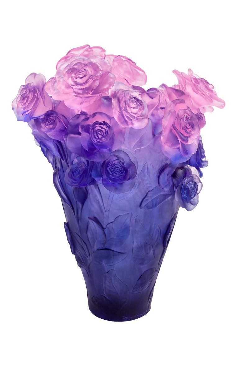 Ваза magnum roses DAUM синего цвета, арт. 05106-10 | Фото 1 (Коллекция: Roses; Региональные ограничения белый список (Axapta Mercury): Не проставлено; Нос: Не проставлено; Ограничения доставки: fragile-2)