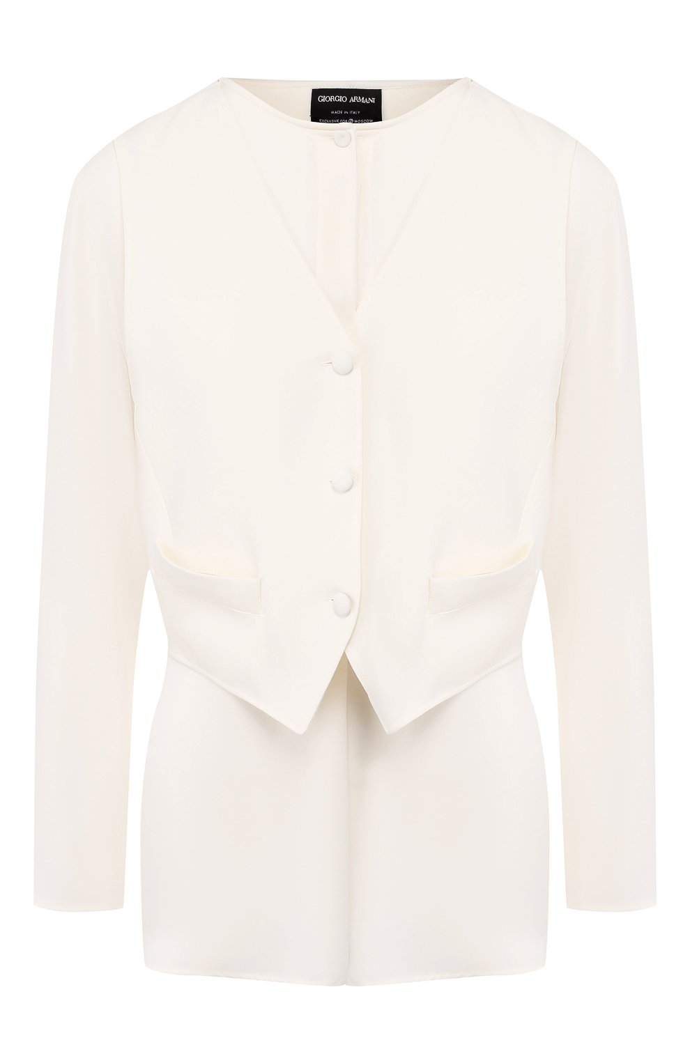 Шелковая блузка GIORGIO ARMANI бежевого цвета по цене 250500 руб., арт. 9WHCCZ93/TZ120, фото 1 Шелковая блузка GIORGIO ARMANI, арт. 9WHCCZ93/TZ120, фото 1