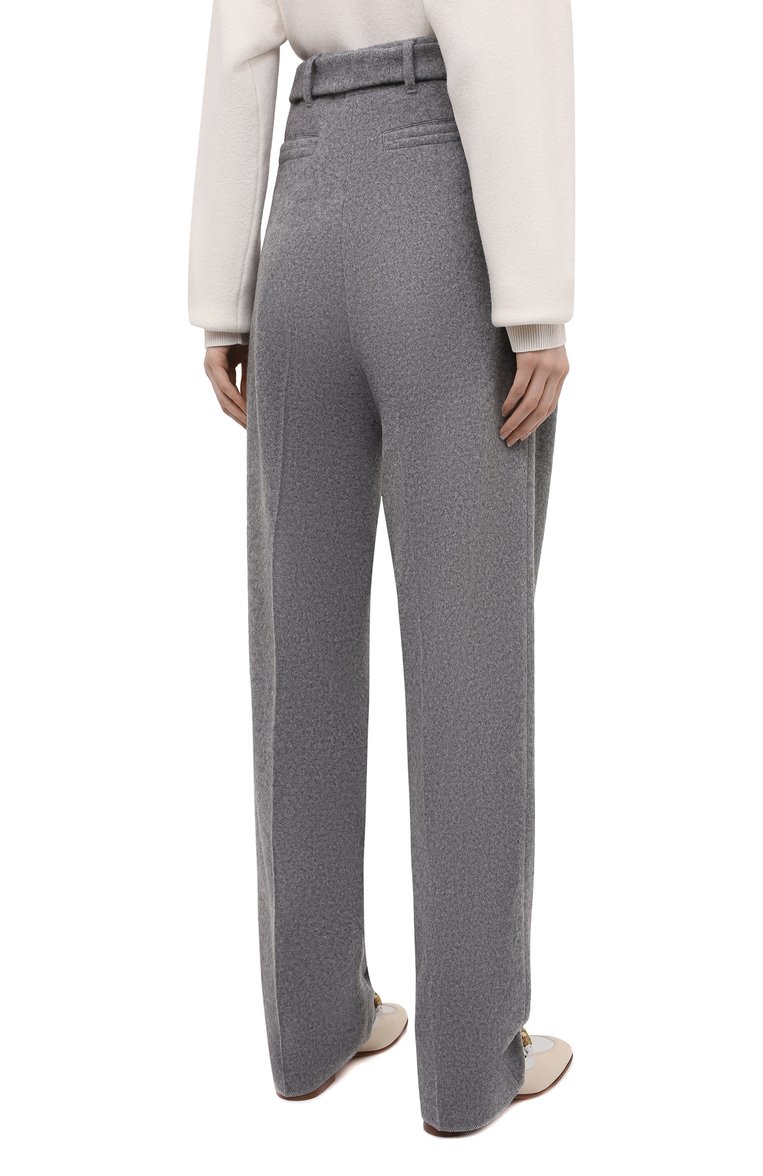Женские брюки из кашемира и шерсти ZEGNA серого цвета, арт. 287146/630SNP | Фото 4 (Материал внешний: Шерсть, Кашемир; Длина (брюки, джинсы): Удлиненные; Женское Кросс-КТ: Брюки-одежда; Силуэт Ж (брюки и джинсы): Прямые; Стили: Кэжуэл; Драгоценные камни: Проставлено; Материал сплава: Проставлено)