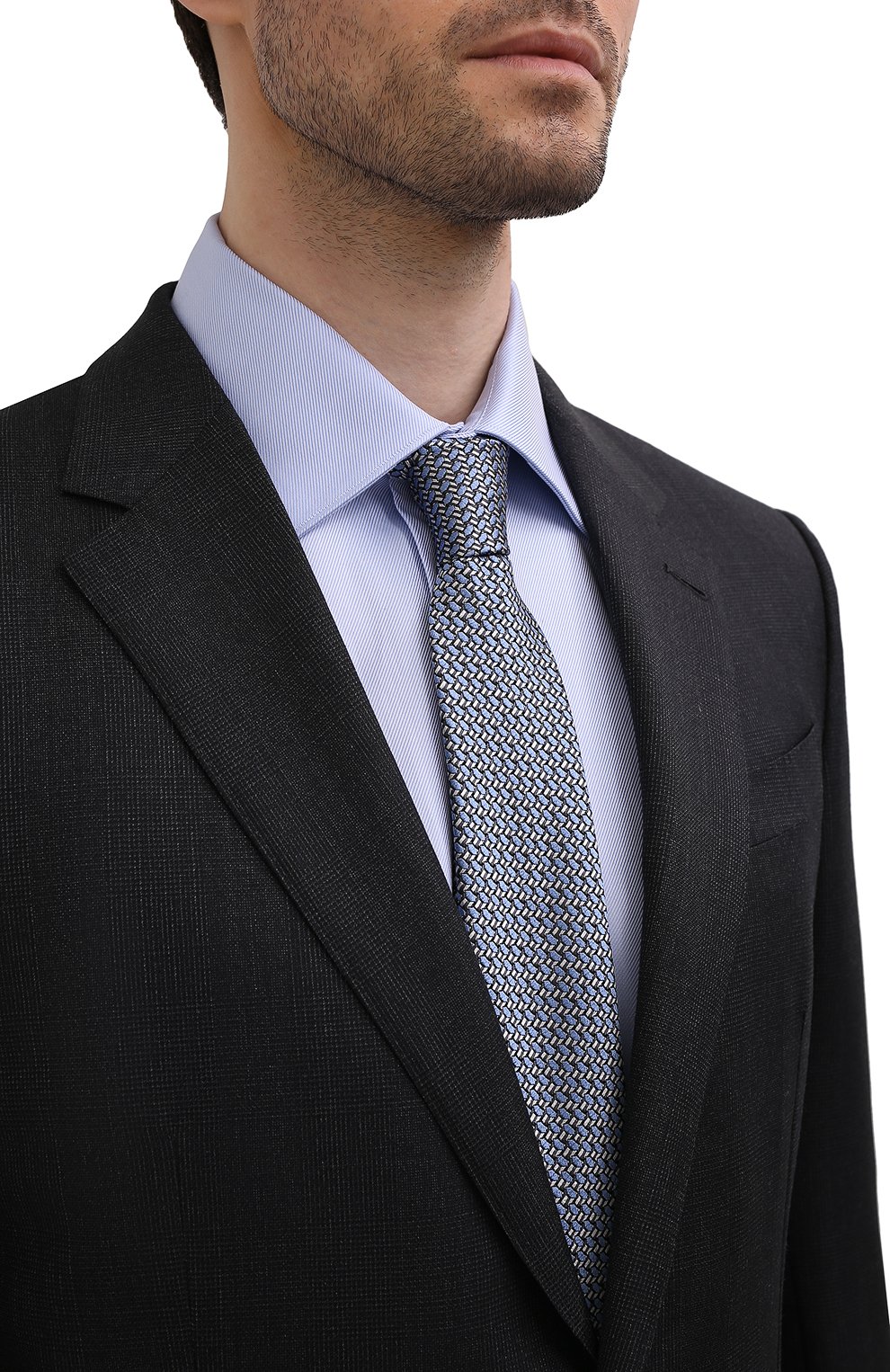 Шелковый галстук ZEGNA синего цвета по цене 23500 руб., арт. Z3E31T/1UM, фото 2 Шелковый галстук ZEGNA, арт. Z3E31T/1UM, фото 2