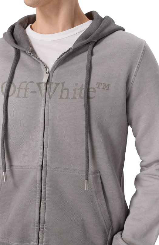 Хлопковая толстовка Off-White 0MBE024F25FLE003 Серый  0MBE024F25FLE003 Фото 5