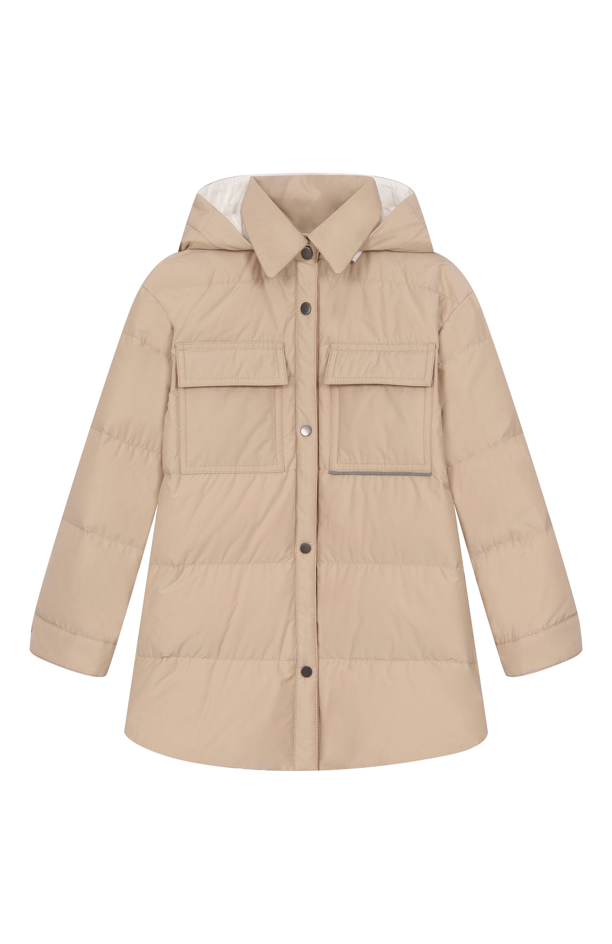 Пуховик BRUNELLO CUCINELLI светло-бежевого цвета по цене 139000 руб., арт. BG501J439B, фото 1 Пуховик BRUNELLO CUCINELLI, арт. BG501J439B, фото 1