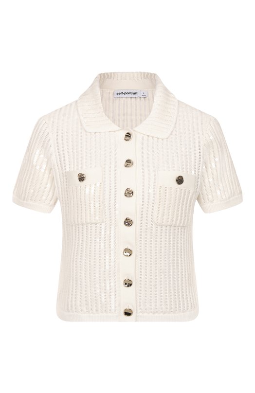 Хлопковый кардиган self-portrait SS25126TW Белый SS25126TW