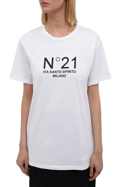 Хлопковая футболка N21 белого цвета по цене 18950 руб., арт. 21I N2M0/F051/6322, фото 3 Хлопковая футболка N21, арт. 21I N2M0/F051/6322, фото 3