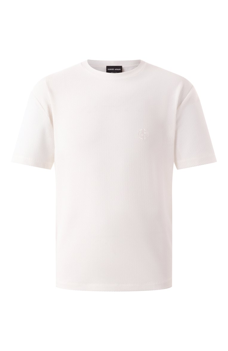 Мужская футболка GIORGIO ARMANI белого цвета, арт. GM001691/TE10045 | Фото 1 (Материал сплава: Проставлено; Драгоценные камни: Проставлено; Длина (для топов): Стандартные; Рукава: Короткие; Принт: Без принта; Стили: Кэжуэл; Материал внешний: Синтетический материал; Мужское Кросс-КТ: Футболка-одежда; Кросс-КТ: Джерси)