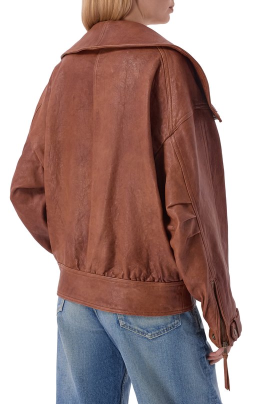 Кожаная куртка Balmain GF0TD230/LE37 Коричневый  GF0TD230/LE37 Фото 4