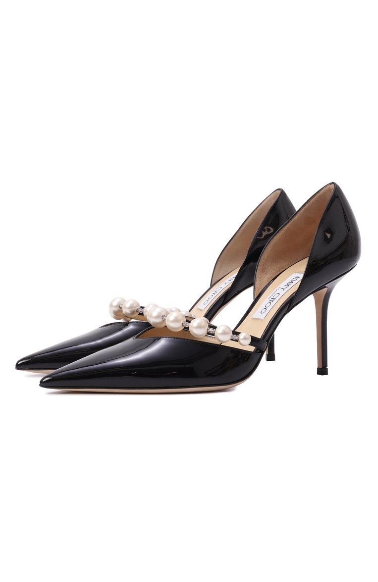 Женские лакированные туфли aurelie 85 JIMMY CHOO черного цвета, арт. AURELIE 85/XKM | Фото 1 (Материал внешний: Натуральная кожа; Подошва: Плоская; Каблук высота: Высокий; Материал внутренний: Натуральная кожа; Каблук тип: Шпилька; Автоматизация состава: Проставлено; Автоматизация ТО: Проставлено)