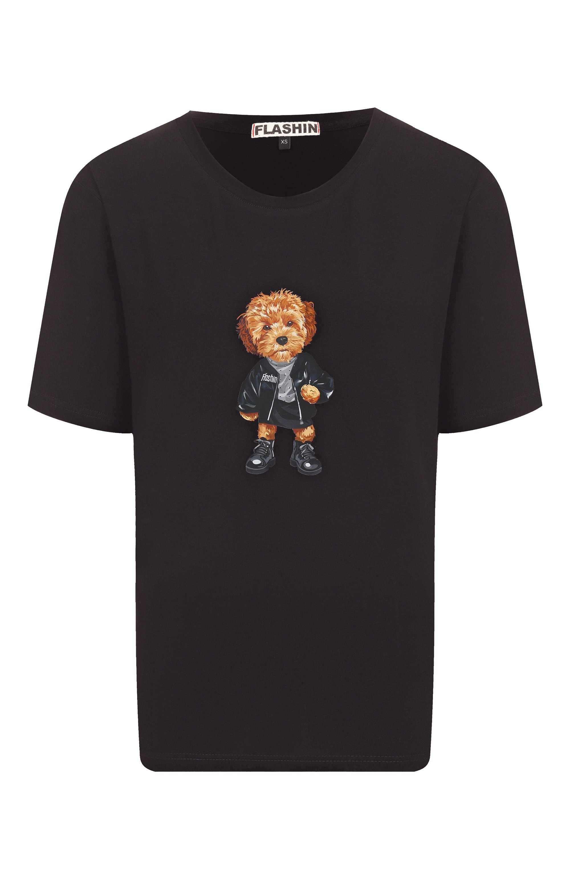 Хлопковая футболка FLASHIN черного цвета по цене 13500 руб., арт. FS25TBM, фото 1 Хлопковая футболка FLASHIN, арт. FS25TBM, фото 1