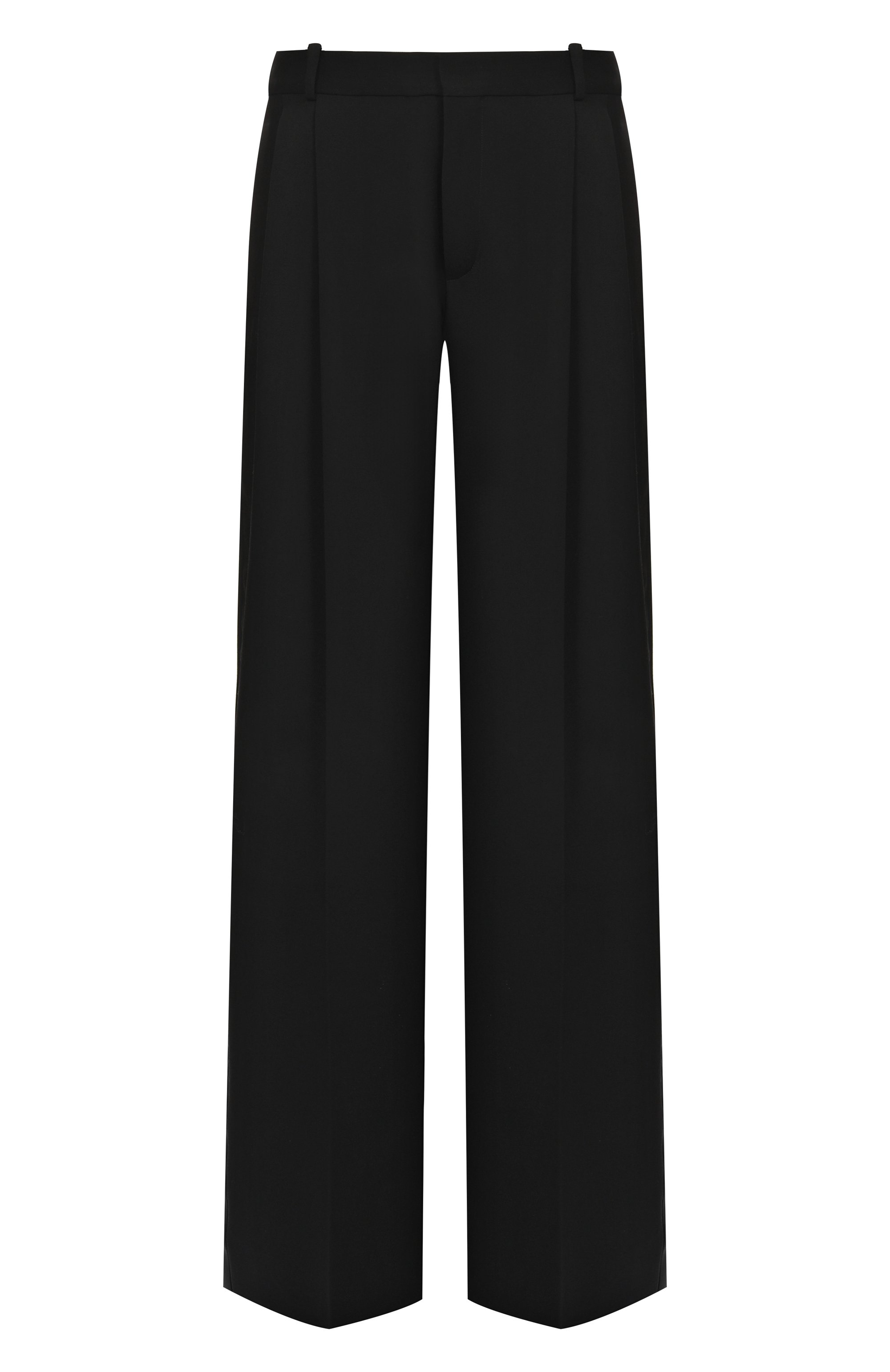 Шерстяные брюки SAINT LAURENT черного цвета по цене 231000 руб., арт. 805914/Y7E63, фото 1 Шерстяные брюки SAINT LAURENT, арт. 805914/Y7E63, фото 1