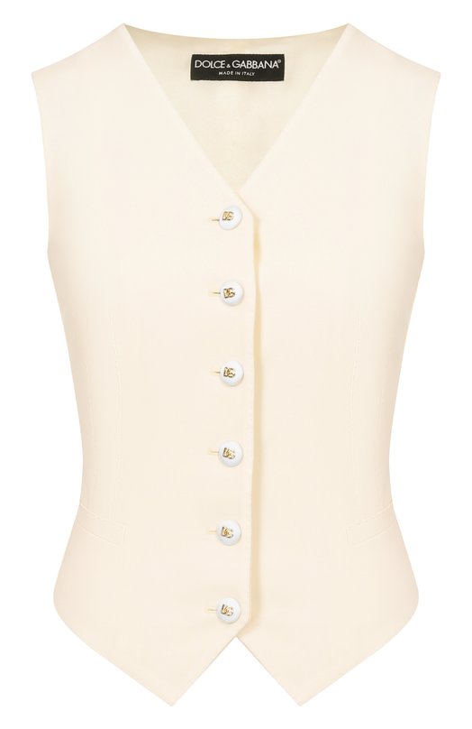Жилет из шерсти и шелка Dolce & Gabbana F79H6T/FUBGC Белый F79H6T/FUBGC