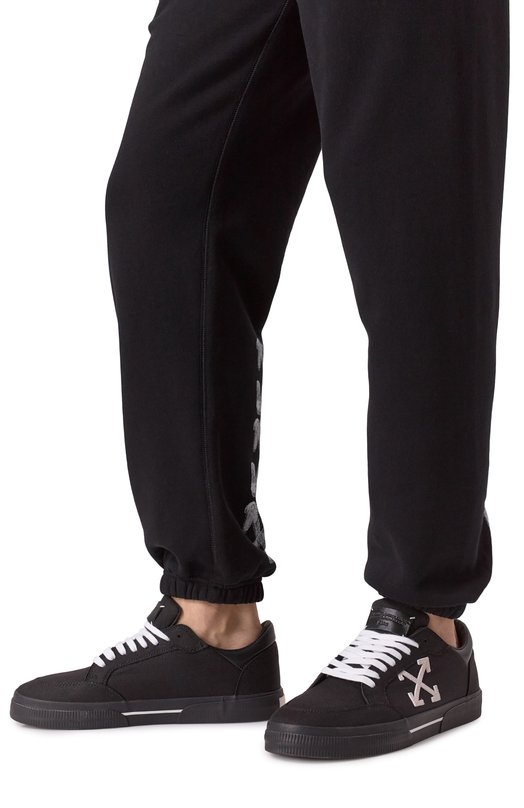 Текстильные кеды New Low Vulcanized Off-White 0MIA293C99FAB002 Чёрный  0MIA293C99FAB002 Фото 3