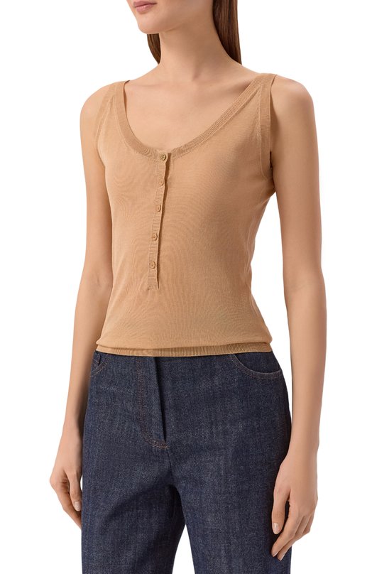 Хлопковый топ Elie Saab T0269/CK017 Бежевый  T0269/CK017 Фото 3